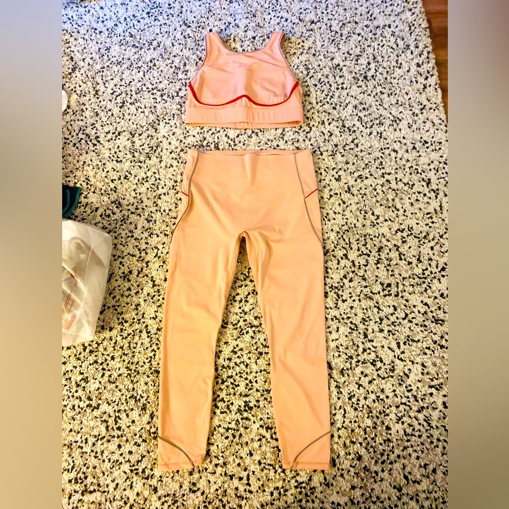 Fabletics X Madelaine Light Pink Motion 365 set w/ reflectors.